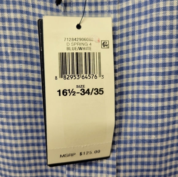 Ralph Lauren Classic Fit Gingham Oxford Linen Shirt Blue L - Picture 10 of 11